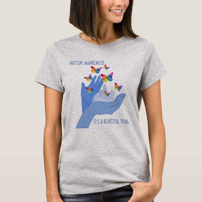 Camiseta Grupo da consciência do autismo de borboletas (Frente)