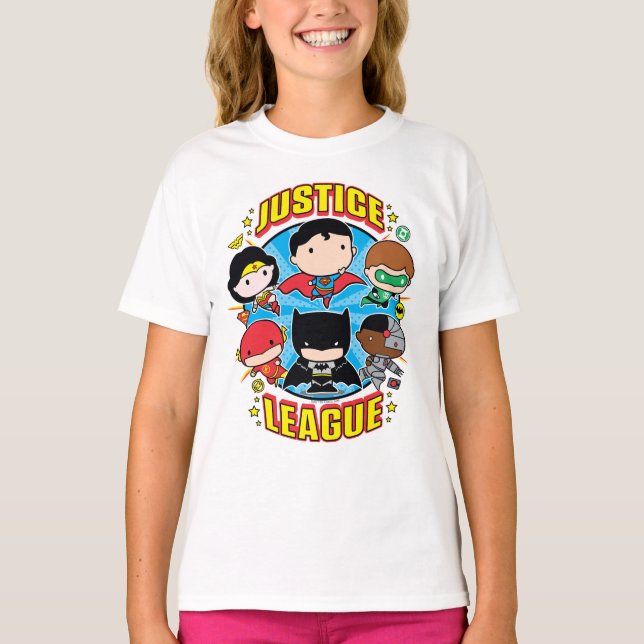 Camiseta Grupo da Liga da Justiça Chibi (Frente)