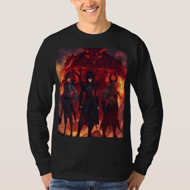Camiseta Grupo de 5 impressão demônios (Frente)