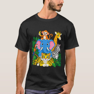Camiseta Grupo de Animais de Safari na Selva para Amantes d