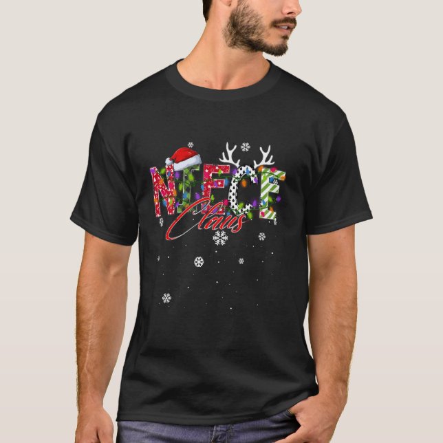 Camiseta Grupo de Combinação Familiar Niece Claus Ugly Chri (Frente)