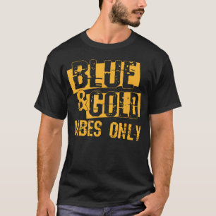 Camiseta Grupo de Dia de Jogo Azul e Dourado para Escola
