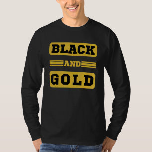 Camiseta Grupo de Dia de Jogo Negro E Dourado Para O Segund