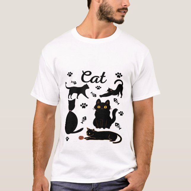 Camiseta Grupo de gatos bonitos, gatos engraçados, amante d (Frente)