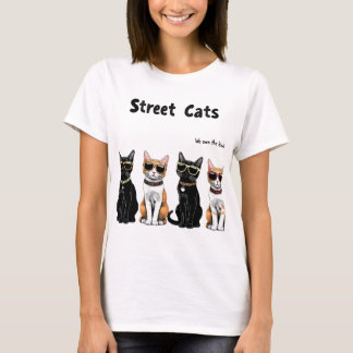 Camiseta grupo de gatos de rua vestindo óculos de sol e sit