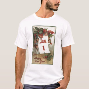 Camiseta Grupo de miúdos que escondem atrás do calendári