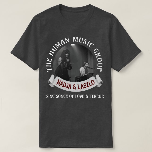 Camiseta Grupo de Música Humana Nadja Laszlo nas Sombras (Frente do Design)