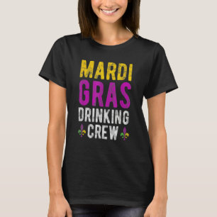 Camiseta Grupo de Tripulação do Bebendo Mardi Gras - Grupo