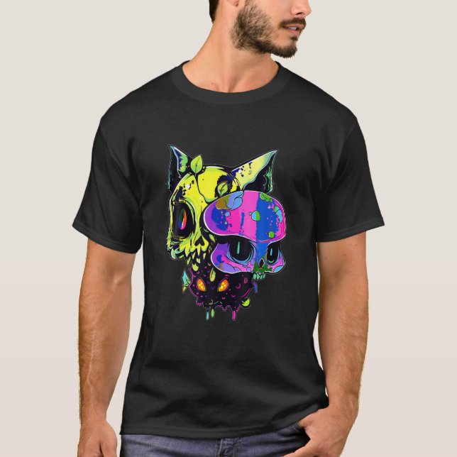 Camiseta Grupo EDM Zombie Cat Psicedélico EDM Rave (Frente)