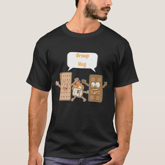 Camiseta Grupo Hug Funny Smore acampamento do marshmallow (Frente)