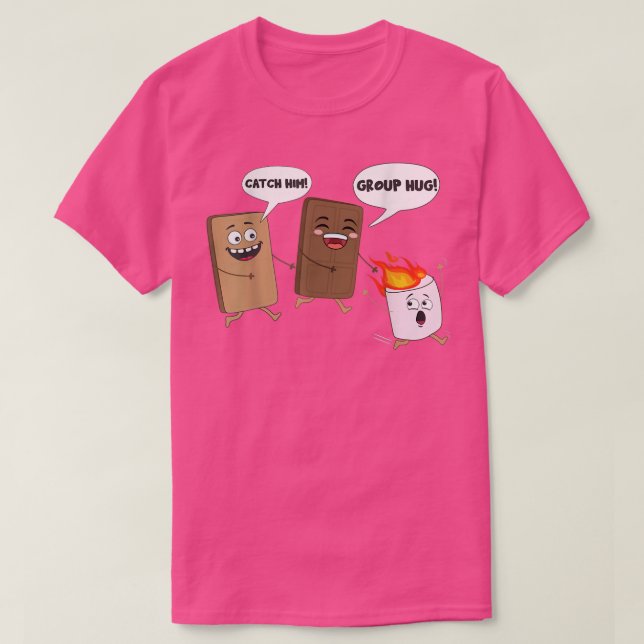 Camiseta Grupo Hug Funny Smores Chocolate Marshmallow Campi (Frente do Design)