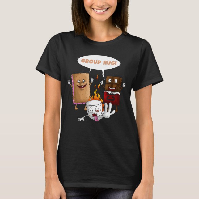 Camiseta Grupo Hug S'mores Marshmallows Acampando Engraçado (Frente)