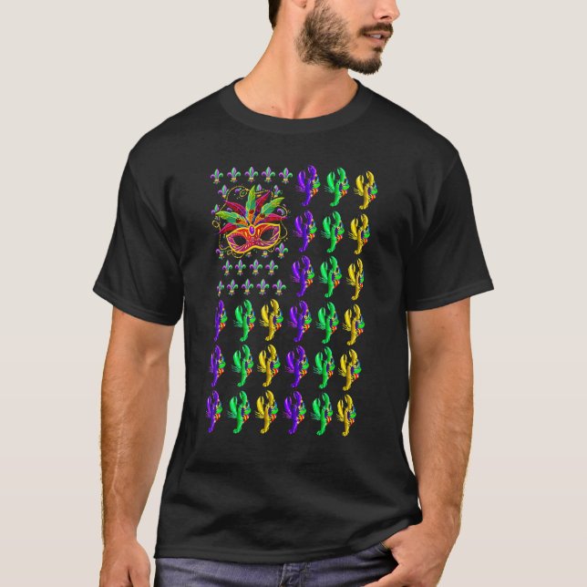 Camiseta Grupo Lagostas Jester Hats Mardi Gras Mask Ameri (Frente)
