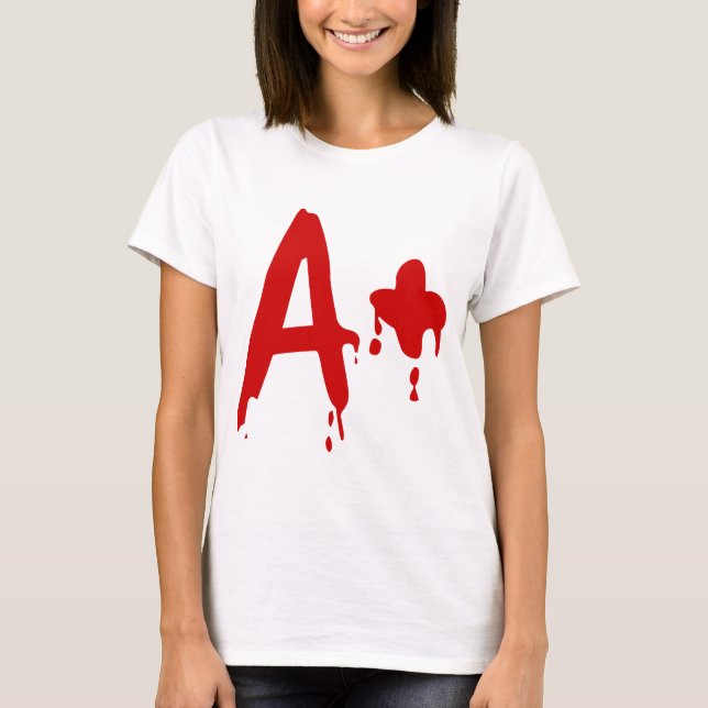Camiseta Grupo sanguíneo A+ Hospital positivo do #Horror (Frente)