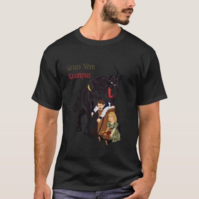 Camiseta Gruss Vom Krampus, Demônio de Natal Germânico (Frente)