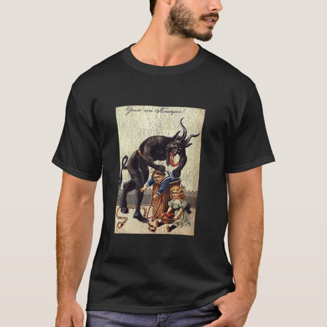 Camiseta Gruss Vom Krampus Horror Arte de Natal Mau (Frente)