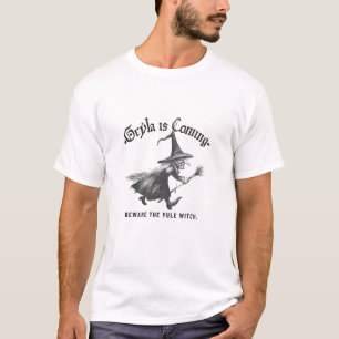 Camiseta Grýla Está Chegando Cuidado com a Bruxa do Yule