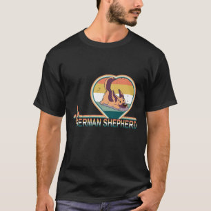 Camiseta GSD094 - Vintage do Heartbeat do German shepherd R