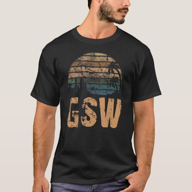 Camiseta GSW Vintage Distância do Sunset (Frente)