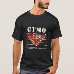 Camiseta Gtmo Land Mine Barbed Wire Sinal Guantanamo Bay Cu