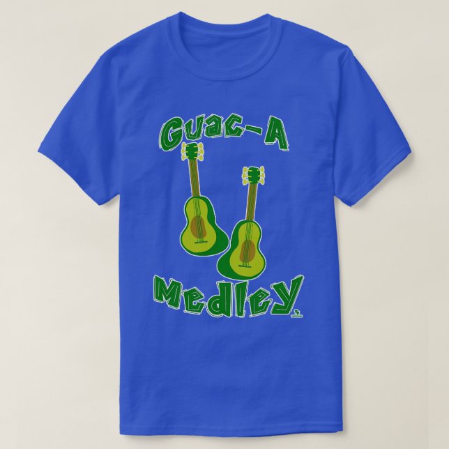 Camiseta Guac Medley Guacamole Avocado Guitar Slogan (Frente do Design)