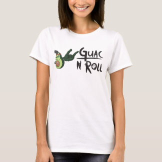Camiseta Guac N Roll Capa Flor Simples das Mulheres em Cima