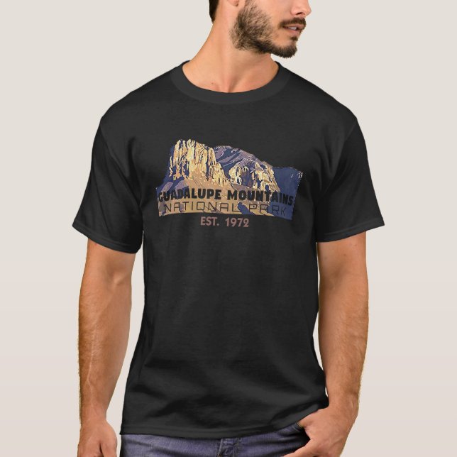 Camiseta Guadalupe Montanhas Parque Nacional Texas Explore  (Frente)