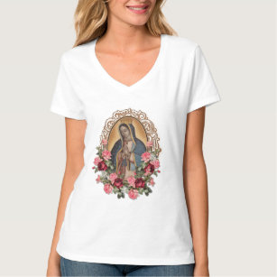 Camiseta Guadalupe Rosas Católica Espanhola Virgem Maria