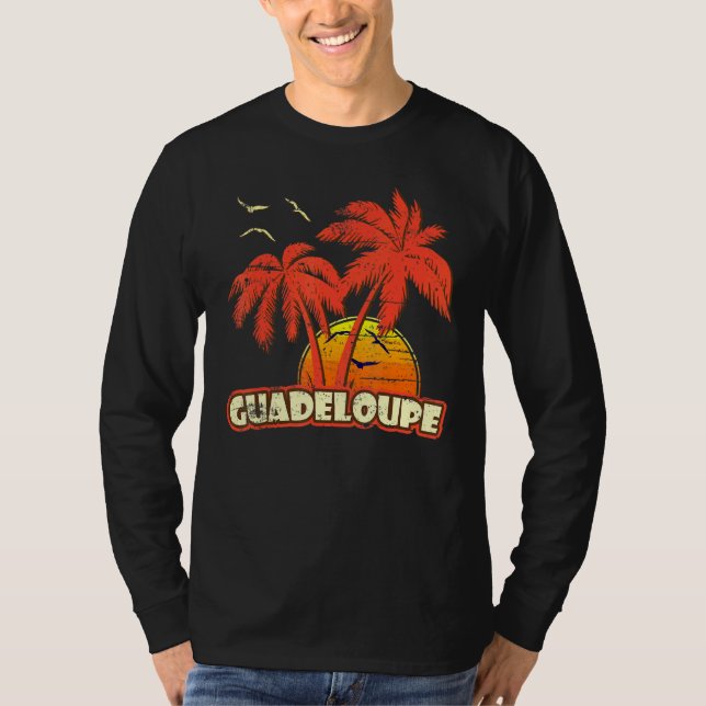 Camiseta Guadalupe Summer Palm Trees 80s Beach Sunset (Frente)