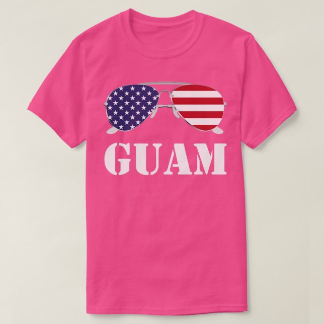 Camiseta Guam American Flag Sunglass Patriótico (Frente do Design)