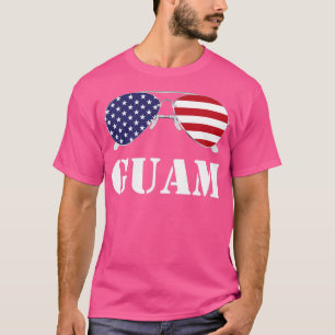 Camiseta Guam American Flag Sunglass Patriótico