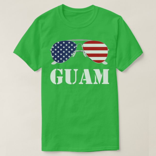 Camiseta Guam American Flag Sunglass Patriótico (Frente do Design)