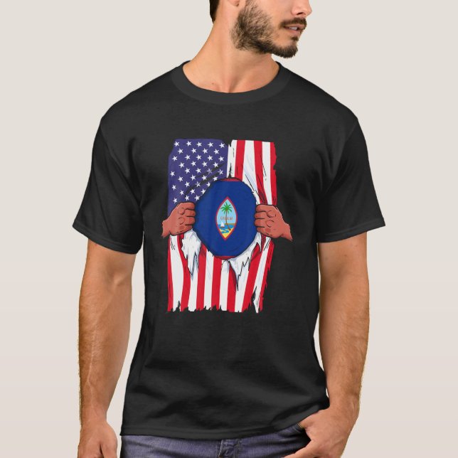 Camiseta Guam Flag Blod Dentro Me Home Prid Guamanian Ame (Frente)
