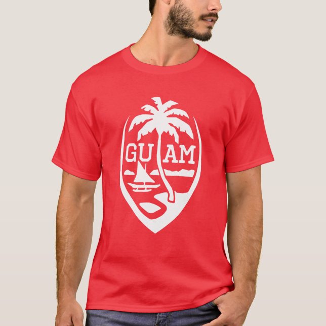 Camiseta Guam Flag Seal USA 671 | Guamanian Mens Chamorro R (Frente)
