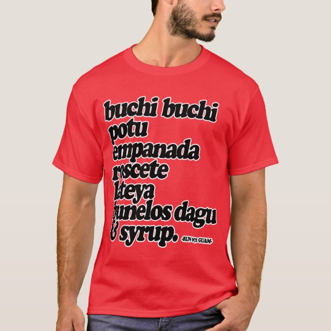 Camiseta GUAM FUNCIONA 671 petiscos de Chamorro (Frente)