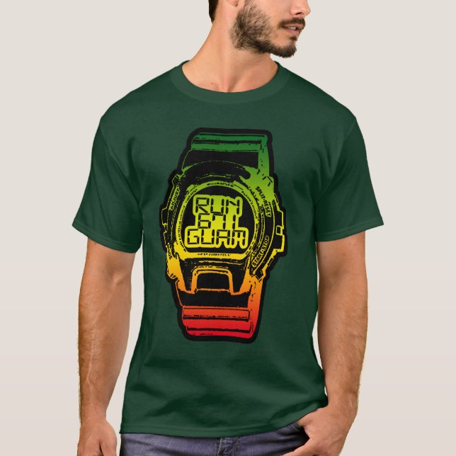 Camiseta GUAM FUNCIONA o relógio de choque de Reggea do (Frente)