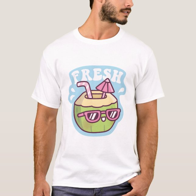 Camiseta Guarda-chuva de água doce e doce de coco (Frente)