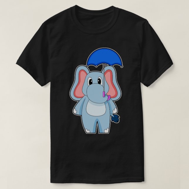 Camiseta Guarda-chuva de chuva de elefante (Frente do Design)