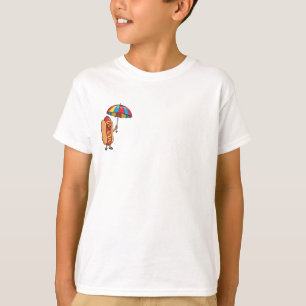 Camiseta Guarda-Chuva Feliz Cachorro-Quente Crianças