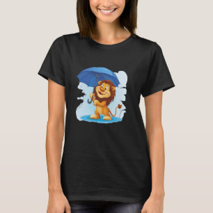 Camiseta Guarda-chuva Leão Bonito para Safari e Amantes de
