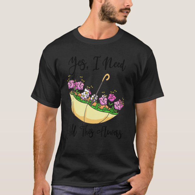 Camiseta Guarda-chuva Virado para Baixo Cheio de Flores Jar (Frente)