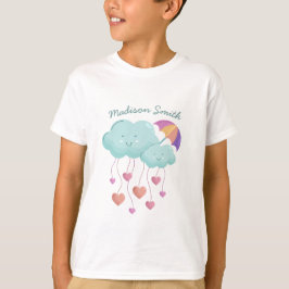 Camiseta Guarda-chuvas Coloridos com Nuvens Bonitas