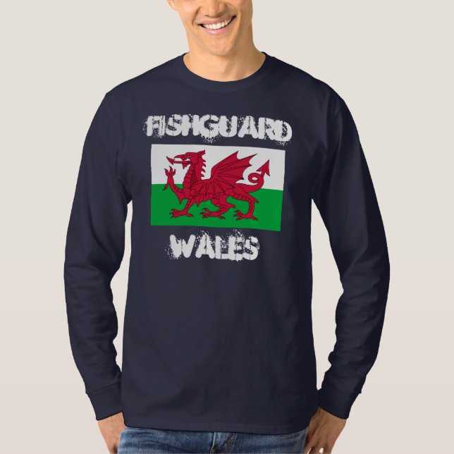 Camiseta Guarda-de-peixe, País de Gales com bandeira galesa (Frente)