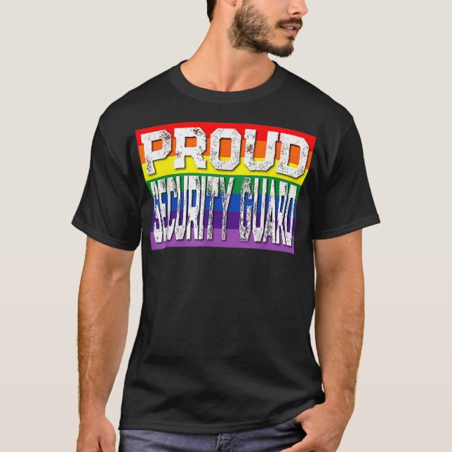 Camiseta Guarda de segurança orgulhosa LGBTQ Orgulho gay ar (Frente)