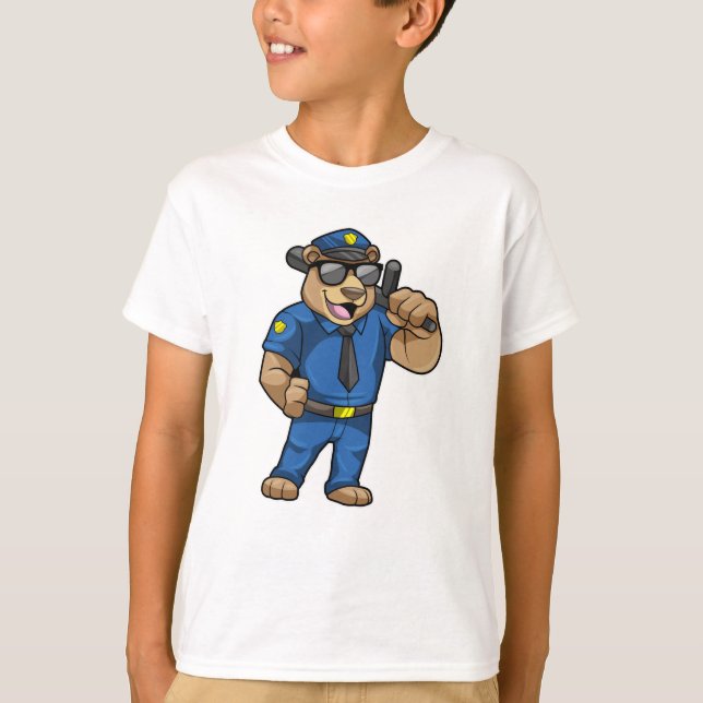 Camiseta Guardar como agente da polícia com uniforme da pol (Frente)