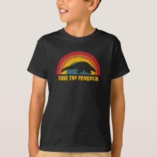Camiseta Guardar o Estilo Retroativo da Imagem de Pangolina