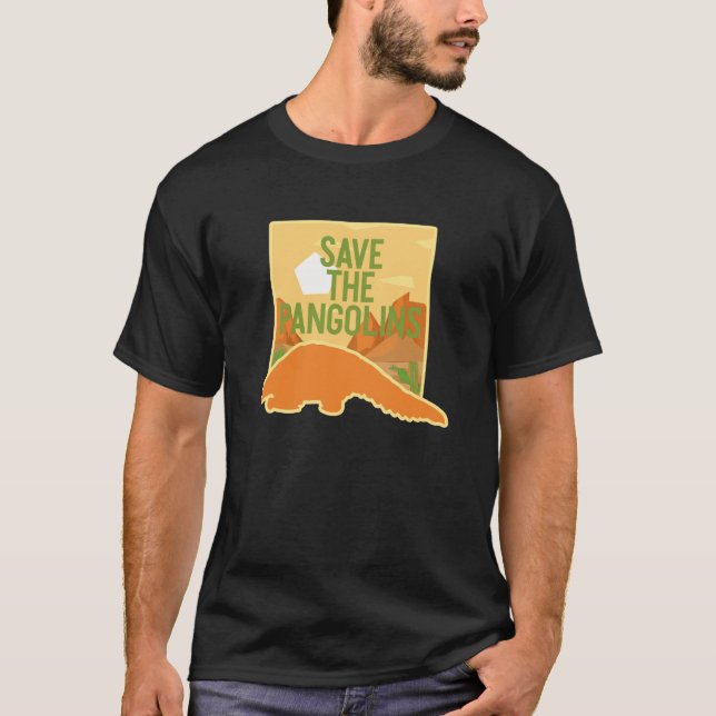Camiseta Guardar Os Pangolins Em T-Shirt Espécies Ameaçadas (Frente)