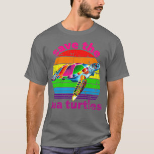 Camiseta Guarde as tartarugas marinhas vintage retrógrado R