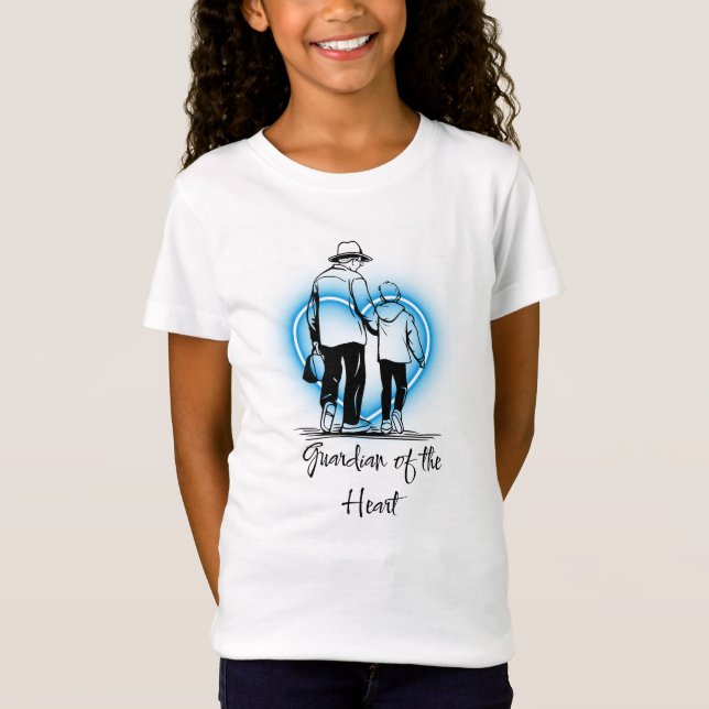 Camiseta Guardian Angel Father and Son Blue Heart Art (Frente)