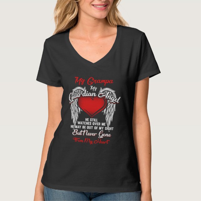 Camiseta Guardian Angel My Grampa Christmas He Watches Over (Frente)